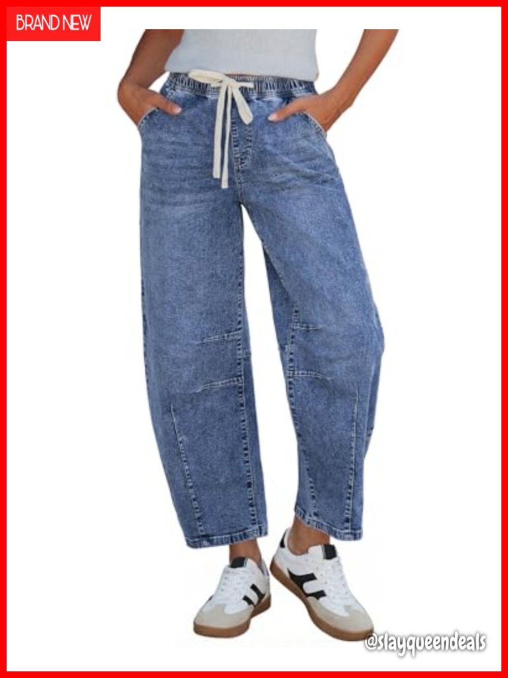 Barrel Jeans for Women Trendy High Waisted Cropped Baggy Wide Leg Pull On